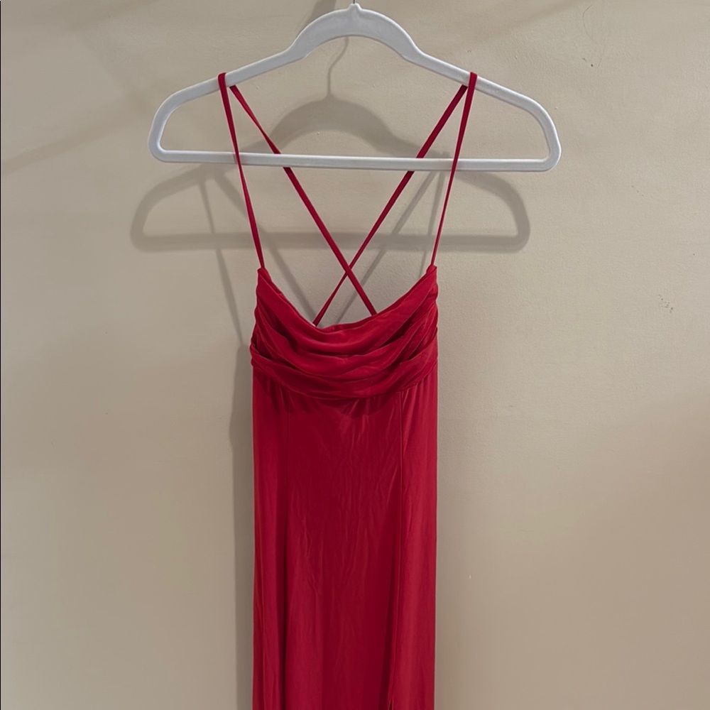 Azazie Red Slip Dress for Wedding Guest/Event